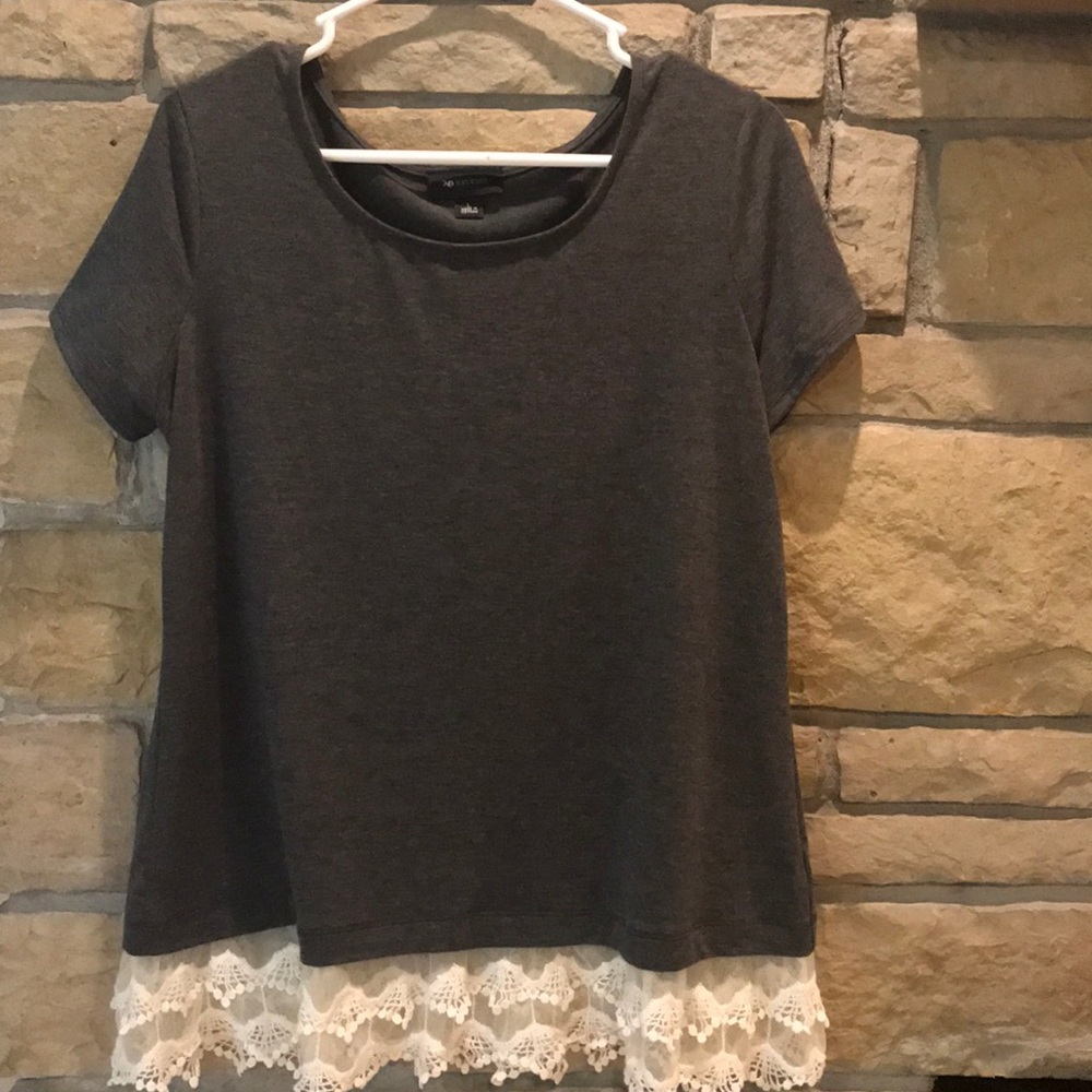 AB Studio shirt with lace bottom. Size Large